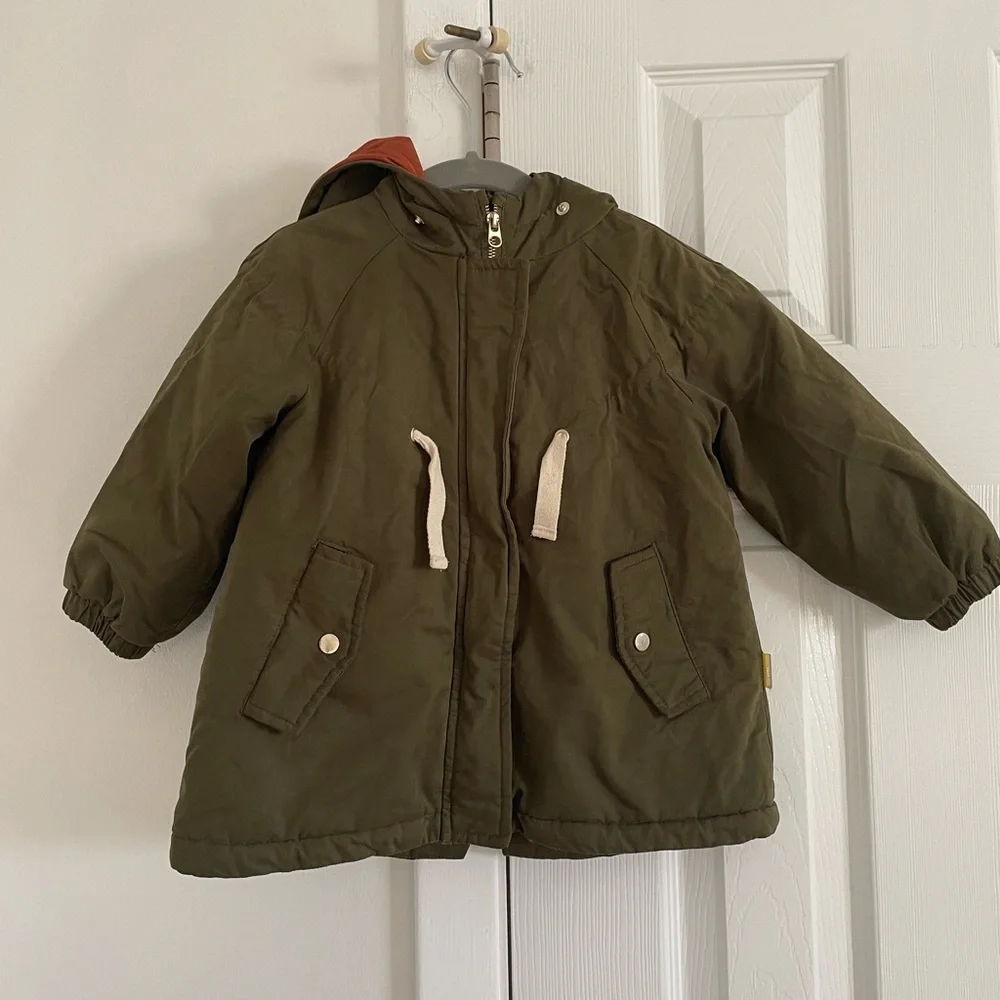 Zara Kids Boys Green Winter Jacket Coat Parka FUR COLLAR NOT INCLUDED - Picture 2 of 6